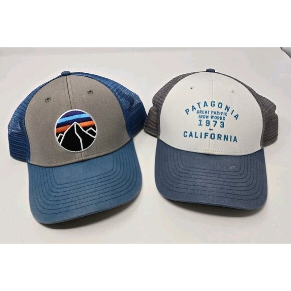 PATAGONIA LOT OF 2 BASEBALL CAP TRUCKER HAT MESH SNAPBACK UNISEX OS OUTDOOR GREY - Picture 1 of 15